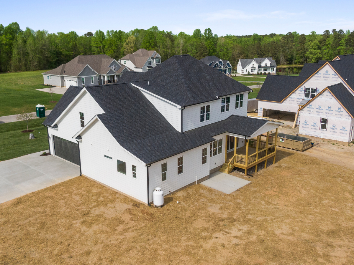 Aerial side view of the full roof