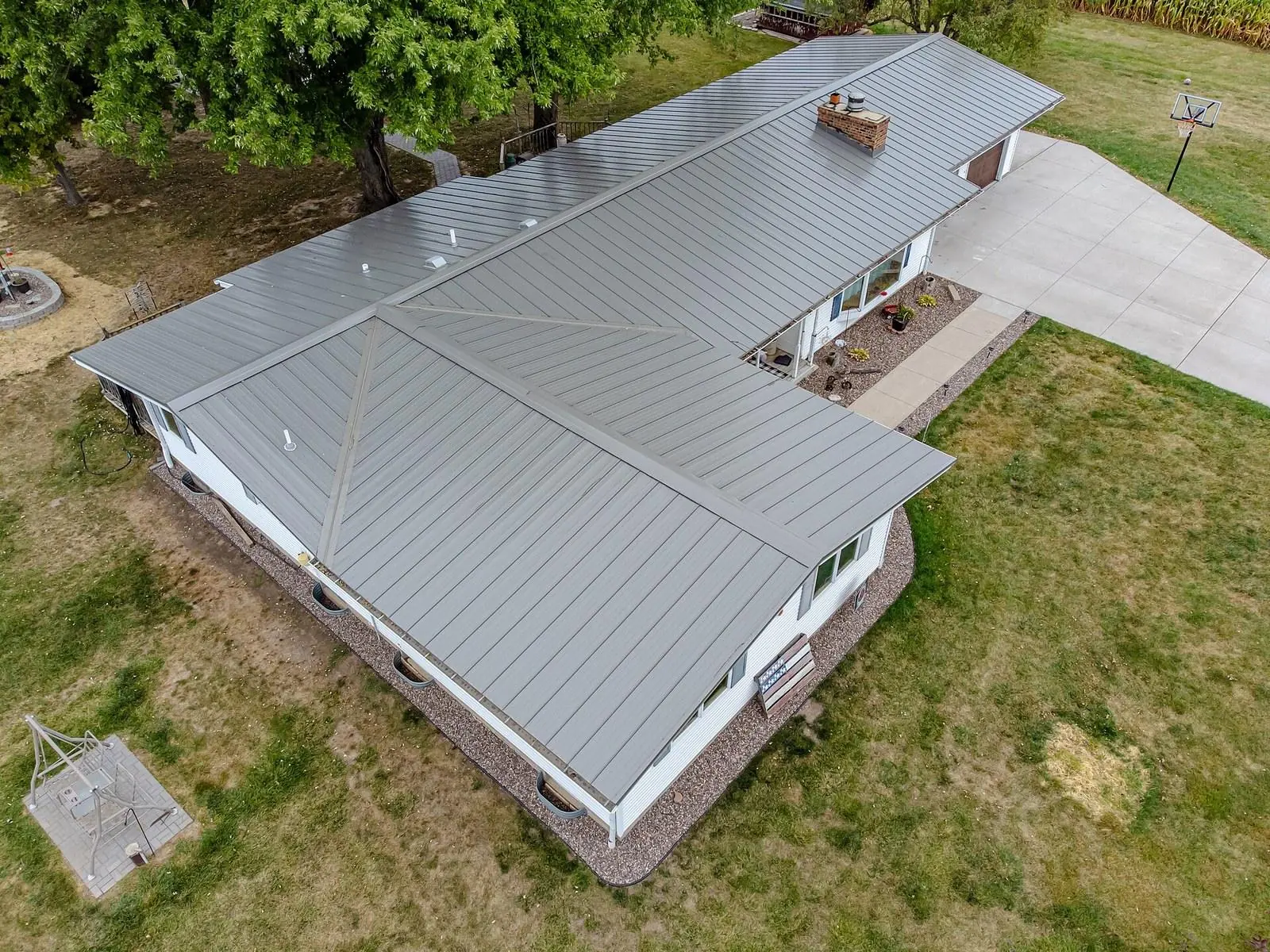 Close-up of charcoal standing seam metal roof panels installed in Canton, GA