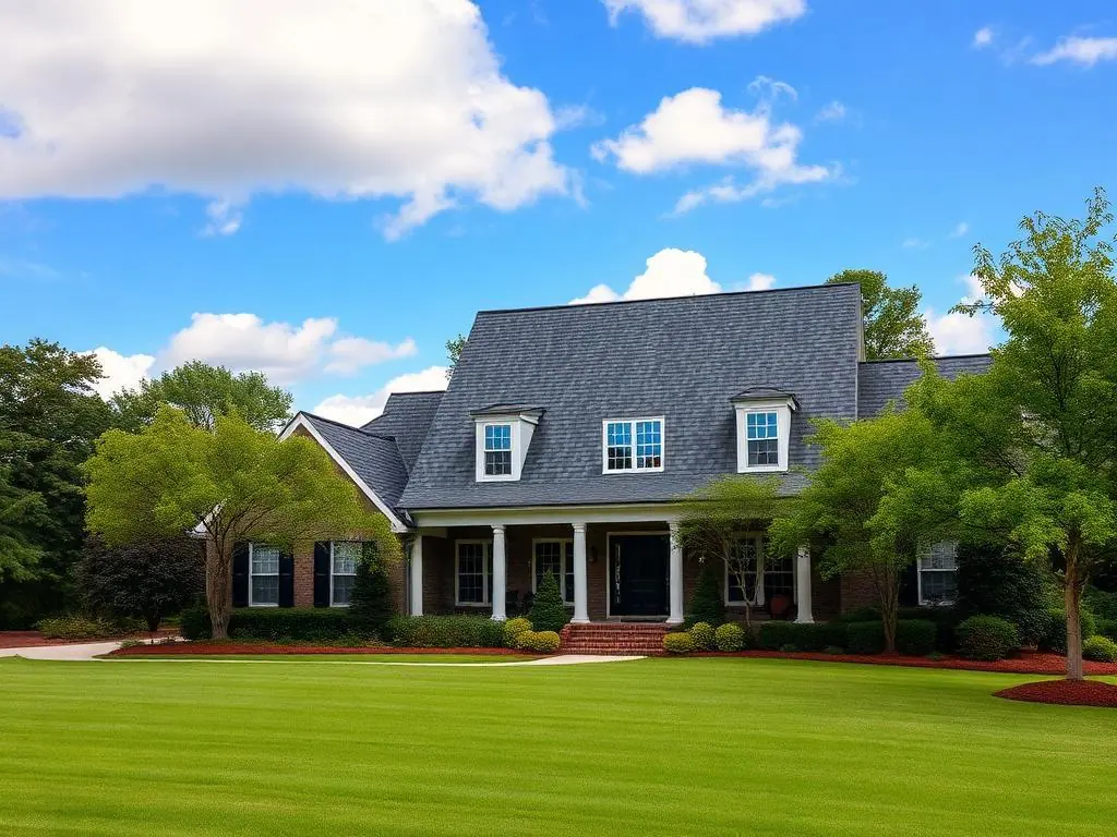 Canton, GA home with a complete restored charcoal shingle roof after storm repairs