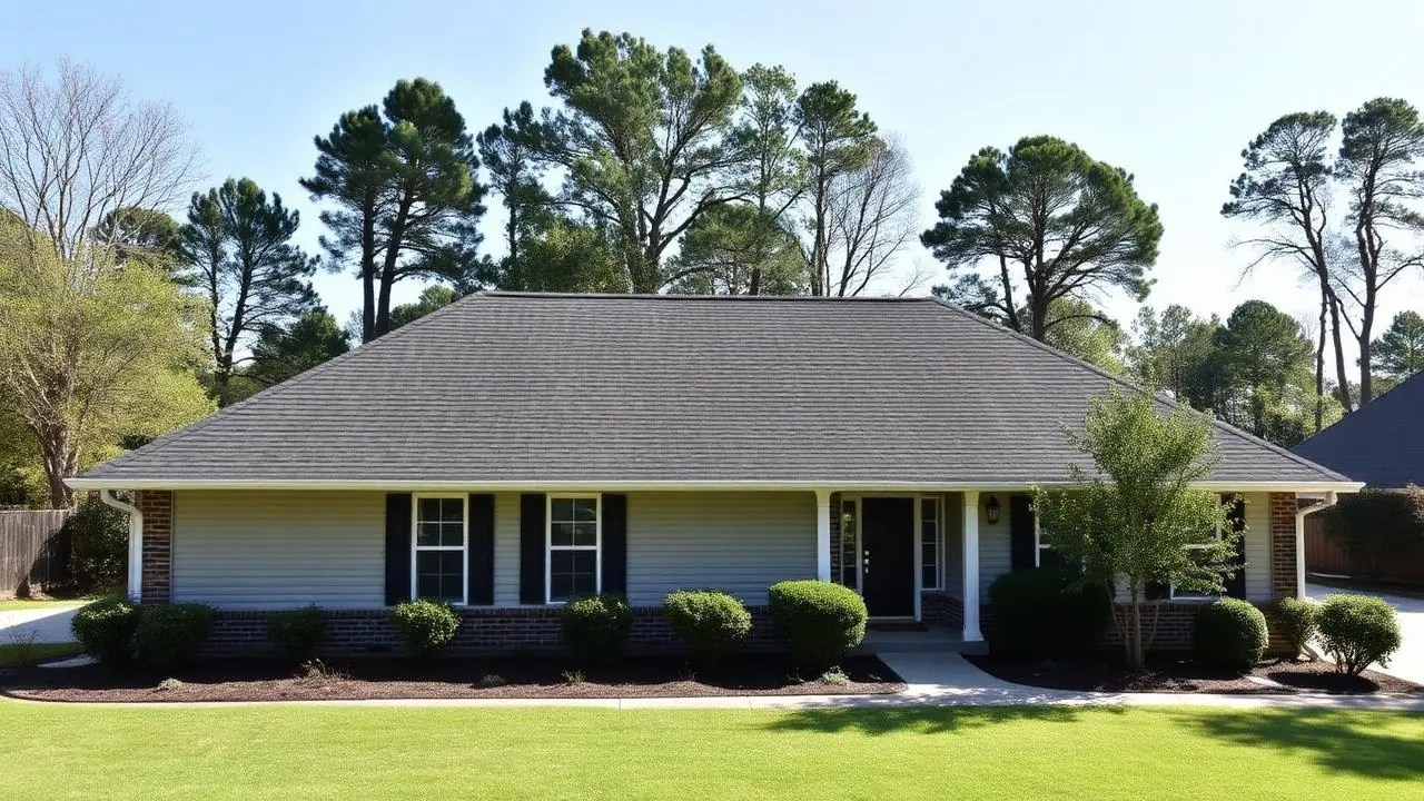 Ridge vent and seamless gutter on a Canton, GA home